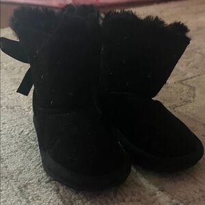 Black Furry Baby Boots